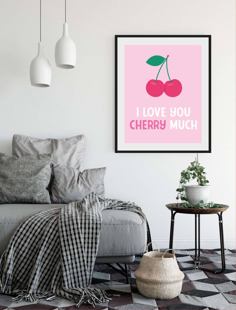 queence Bild »Liebe«, Schriftzug-Humor-Sprüche & Texte-Obst-Obst Bilder-Liebessprüche, (1 St.), HD Premium Poster-Druck inkl. Holzrahmen von queence