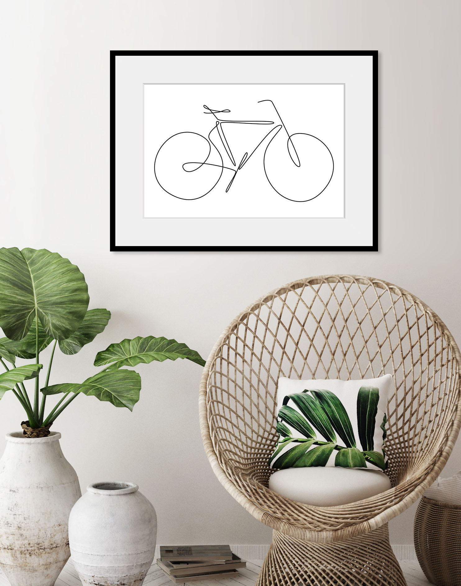 queence Bild »I want to ride my bicycle«, Fahrräder-Fahrzeuge-Kunst-Schwarz-Weiss-Sport, (1 St.), HD Premium Poster-Druck inkl. Holzrahmen von queence