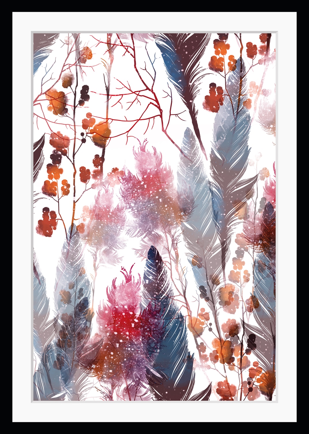 queence Bild »Ida«, Federn-Blumen-Pflanzen-Blumenbilder-Kunst-Pflanzenbilder, HD Premium Poster-Druck inkl. Holzrahmen queence Bild »Ida«, Federn-Blumen-Pflanzen-Blumenbilder-Kunst-Pflanzenbilder, HD Premium Poster-Druck inkl. Holzrahmen von queence