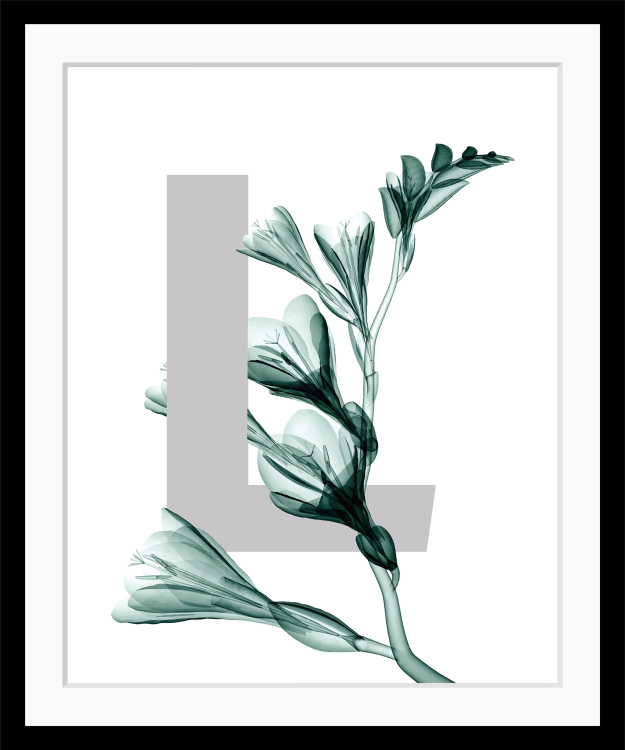 queence Bild »L-Flower«, Buchstaben, Blätter, gerahmt, Blume von queence