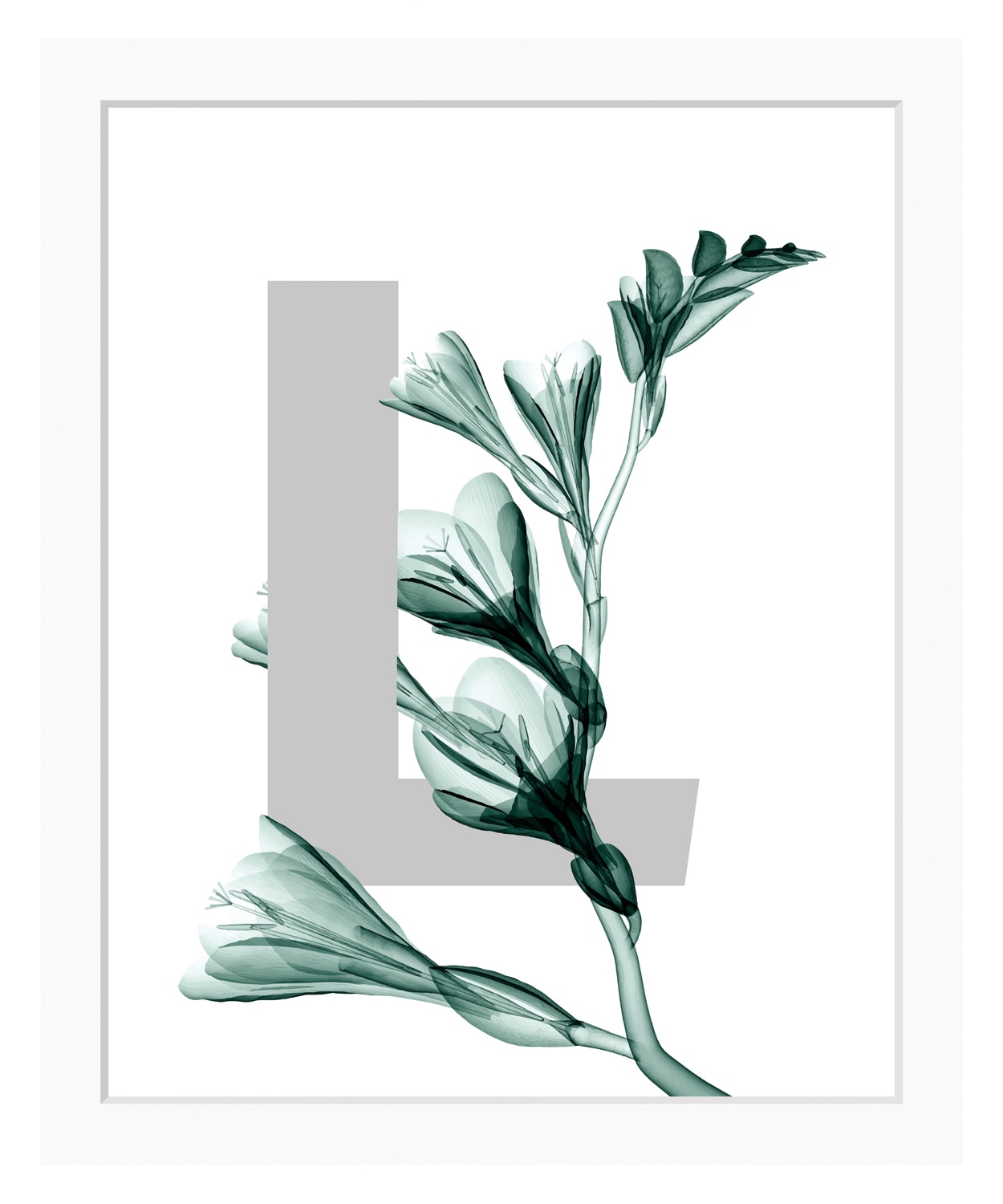 queence Bild »L-Flower«, Buchstaben, Blätter, gerahmt, Blume von queence