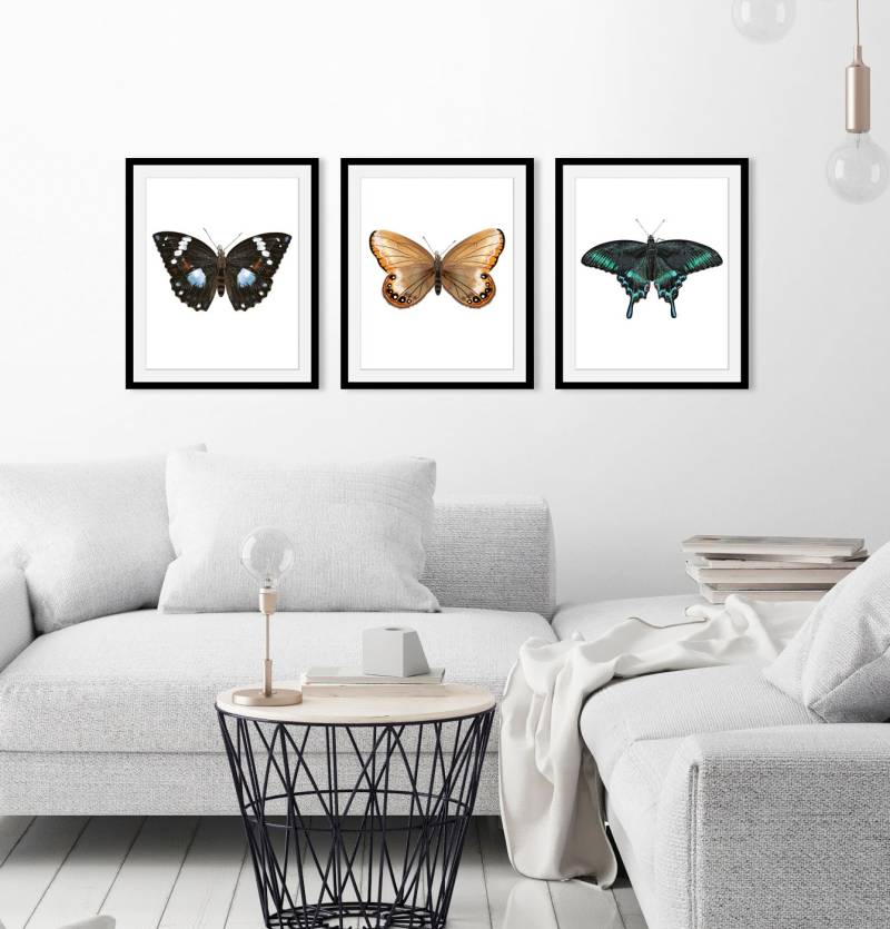 queence Bild »Lana«, Schmetterlinge-Kunst-Insekten, (1 St.), HD Premium Poster-Druck inkl. Holzrahmen von queence