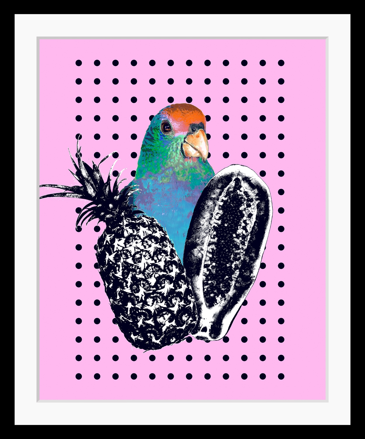 queence Bild »Luana«, Ananas-Vögel-Vogelbilder-Süssigkeiten-Süssspeisen-Foto-Kunst-Papageien, HD Premium Poster-Druck inkl. Holzrahmen queence Bild »Luana«, Ananas-Vögel-Vogelbilder-Süssigkeiten-Süssspeisen-Foto-Kunst-Papageien, HD Premium Poster-Druck inkl. Holzrahmen von queence