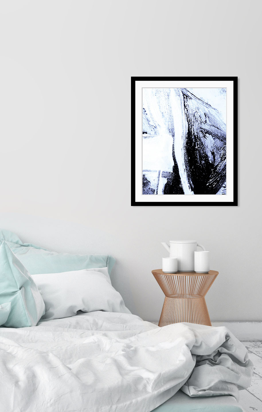 queence Bild »Luis«, Abstrakt-Kunst-Schwarz-Weiss-Modern, (1 St.), HD Premium Poster-Druck inkl. Holzrahmen von queence