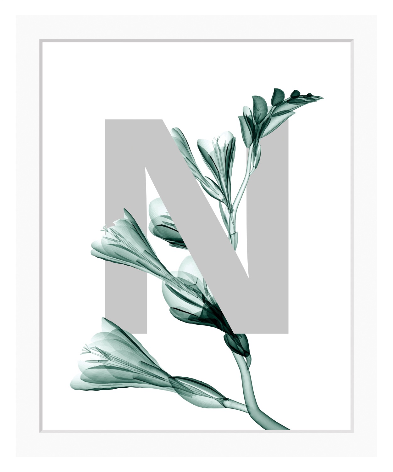 queence Bild »N-Flower«, Buchstaben, Blätter, Blume, gerahmt queence Bild »N-Flower«, Buchstaben, Blätter, Blume, gerahmt von queence