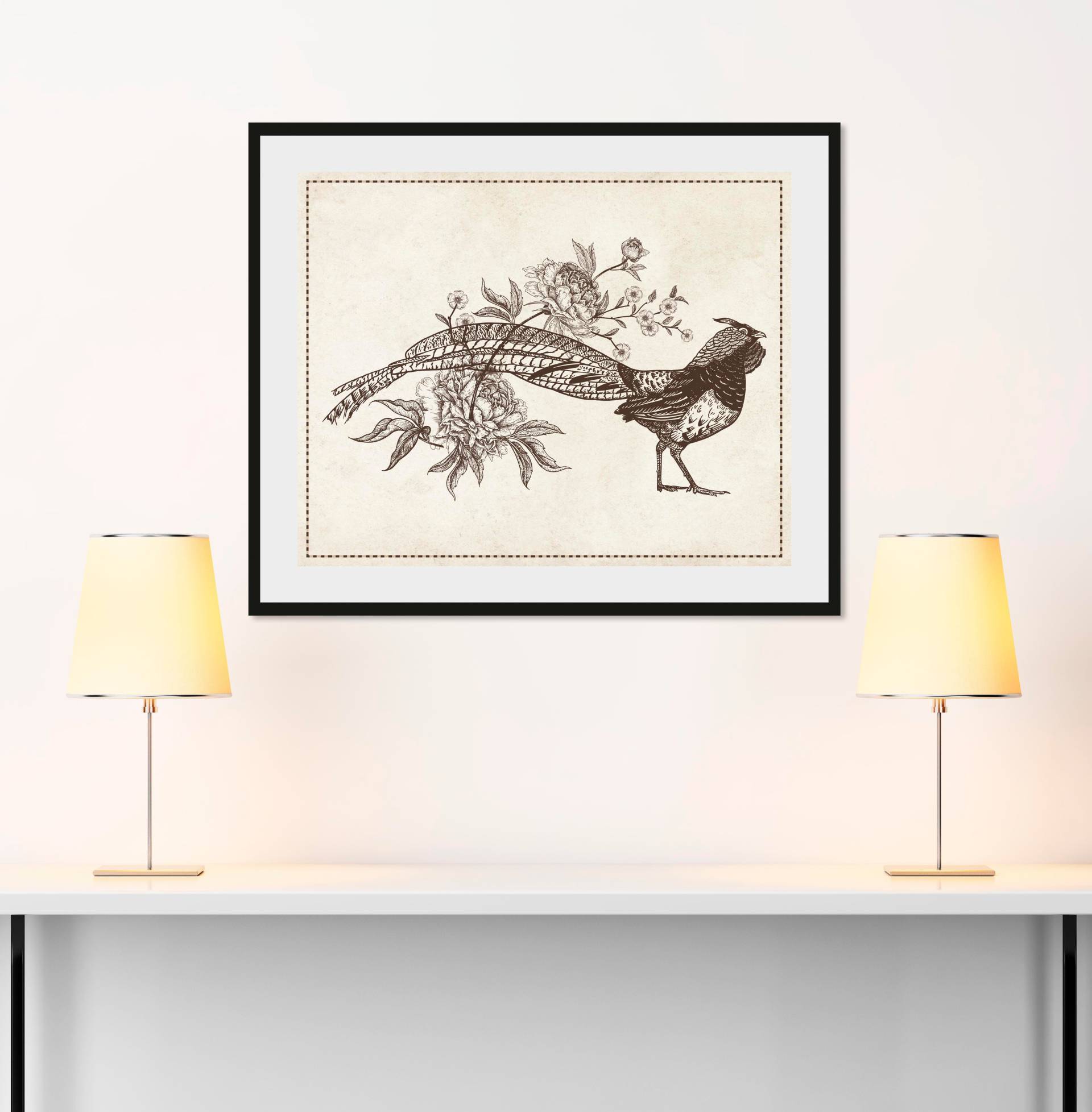 queence Bild »Nathi«, Vögel-Vogelbilder-historische Ereignisse-Kunst, (1 St.), HD Premium Poster-Druck inkl. Holzrahmen von queence