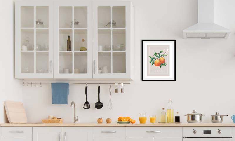 queence Bild »Orangenblüte«, Obst-Obst Bilder-Schriftzug-Kunst-Pflanzen-Pflanzenbilder, (1 St.), HD Premium Poster-Druck inkl. Holzrahmen von queence