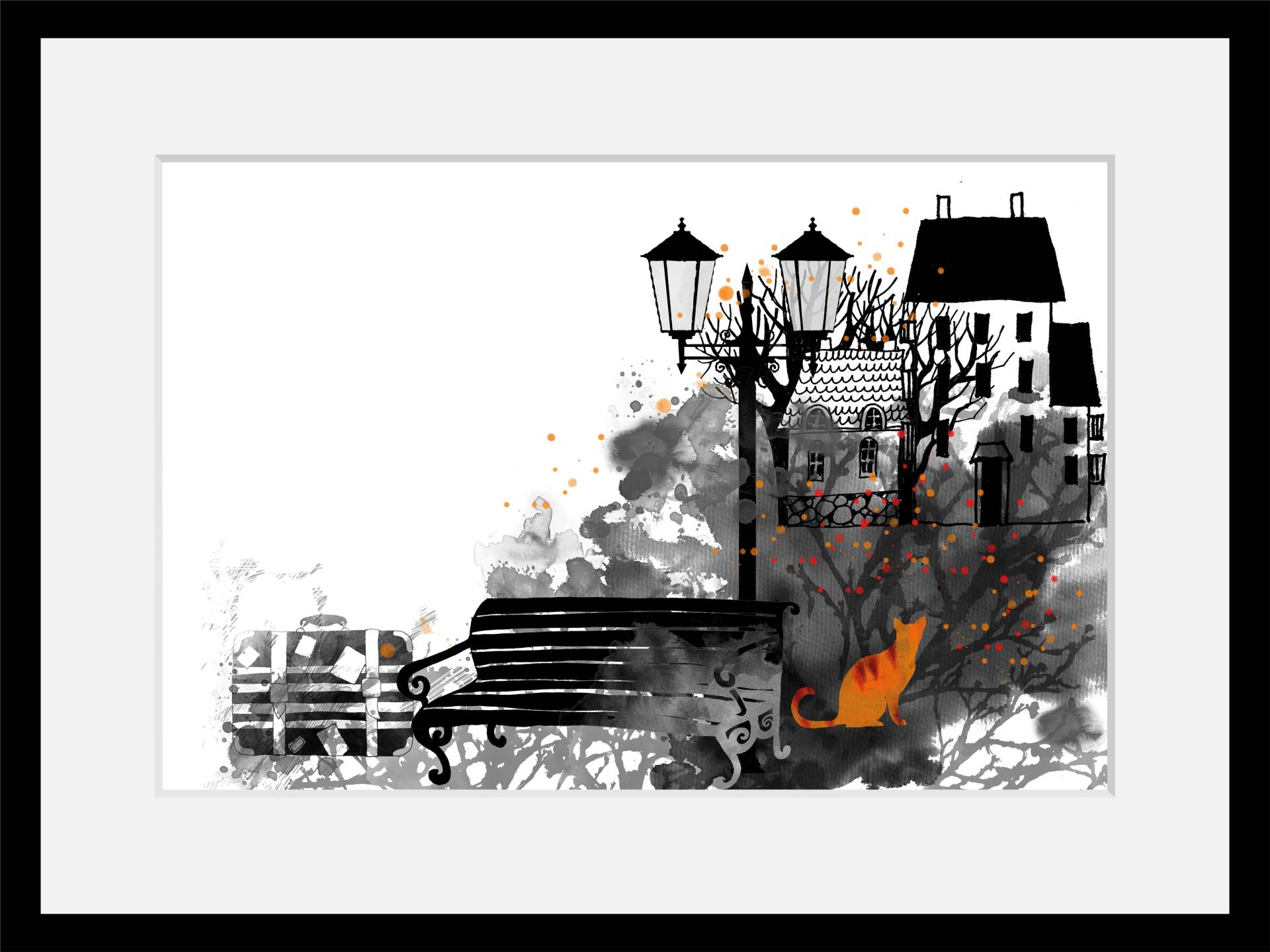 queence Bild »Park«, Katze-Katzenbilder-Stadt-Gebäude, HD Premium Poster-Druck inkl. Holzrahmen queence Bild »Park«, Katze-Katzenbilder-Stadt-Gebäude, HD Premium Poster-Druck inkl. Holzrahmen von queence