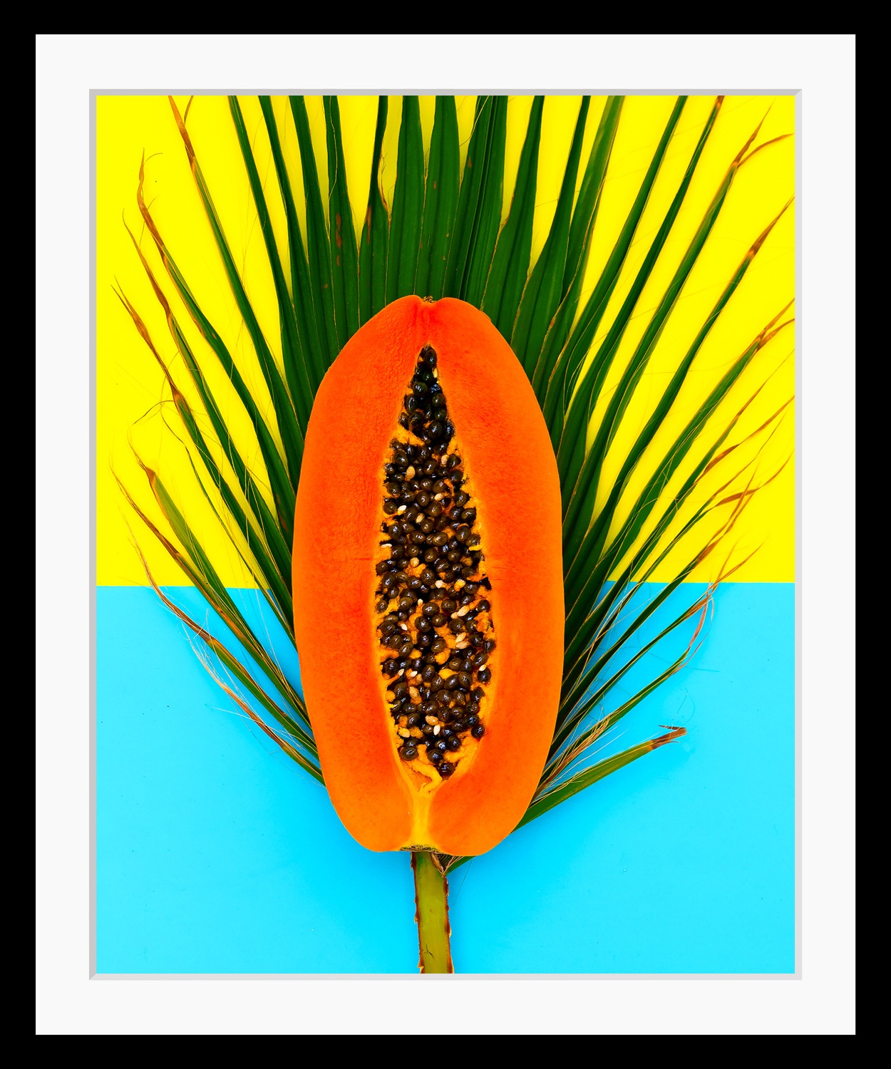 queence Bild »Papaya«, Obst-Obst Bilder-Blätter-Essen-Lebensmittel, HD Premium Poster-Druck inkl. Holzrahmen von queence