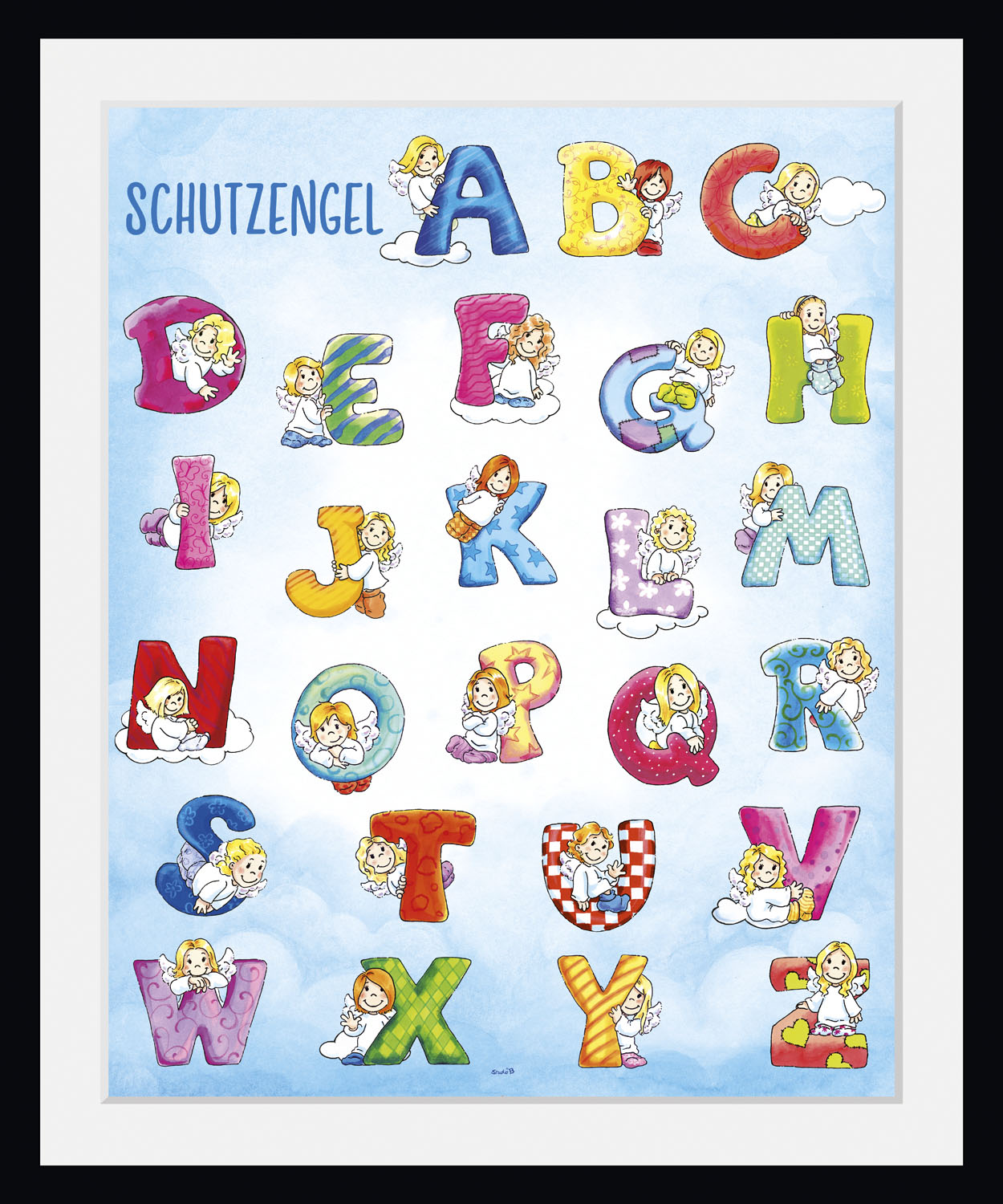 queence Bild »Schutzengel ABC«, Buchstaben-A-B-C-Götter-Engel, (1 St.), HD Premium Poster-Druck inkl. Holzrahmen von queence