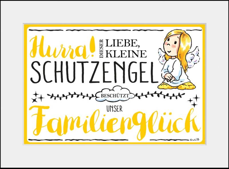 queence Bild »Familie«, Engel-Himmel-Stern-Sterne-Schriftzug-Sprüche & Texte-Liebessprüche-Blumen, (1 St.), HD Premium Poster-Druck inkl. Holzrahmen von queence