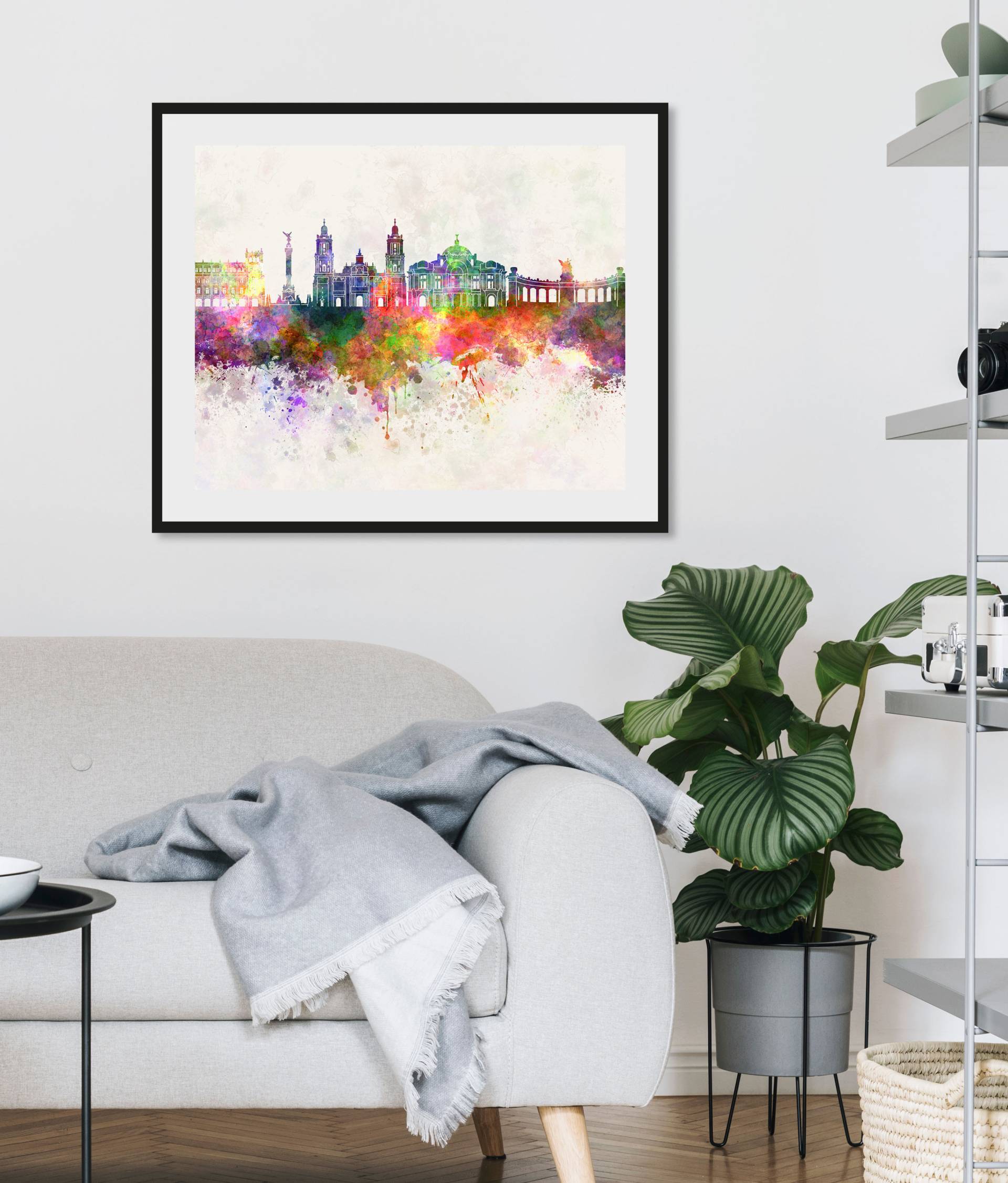 queence Bild »Skyline Color Splash«, Städte-Stadt-Deutschland-Kunst-Berlin, (1 St.), HD Premium Poster-Druck inkl. Holzrahmen von queence