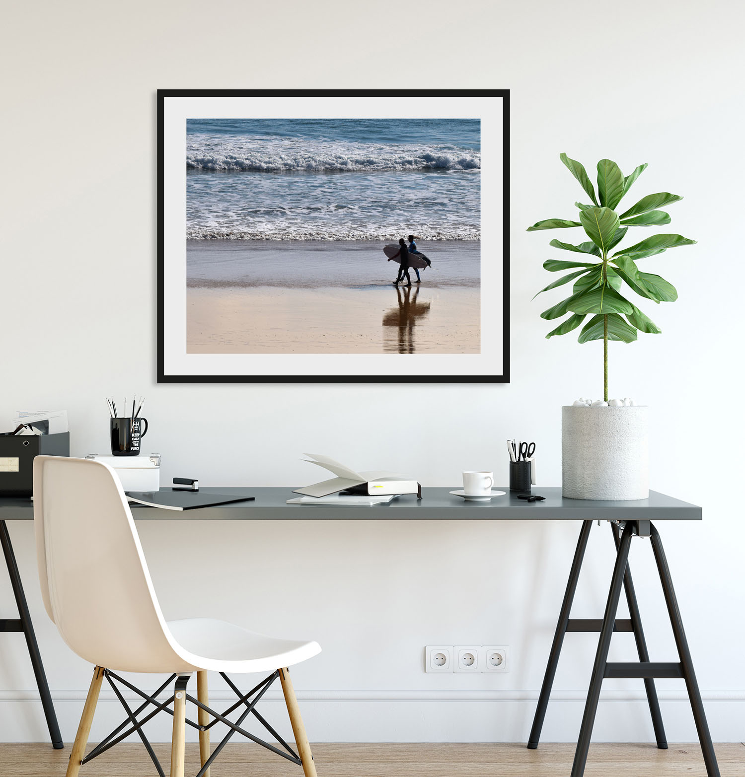 queence Bild »Sofia«, Strand-Meer-Meer Bilder-Mann-Sport-Frau-Bilder von Liebespaaren, (1 St.), HD Premium Poster-Druck inkl. Holzrahmen von queence