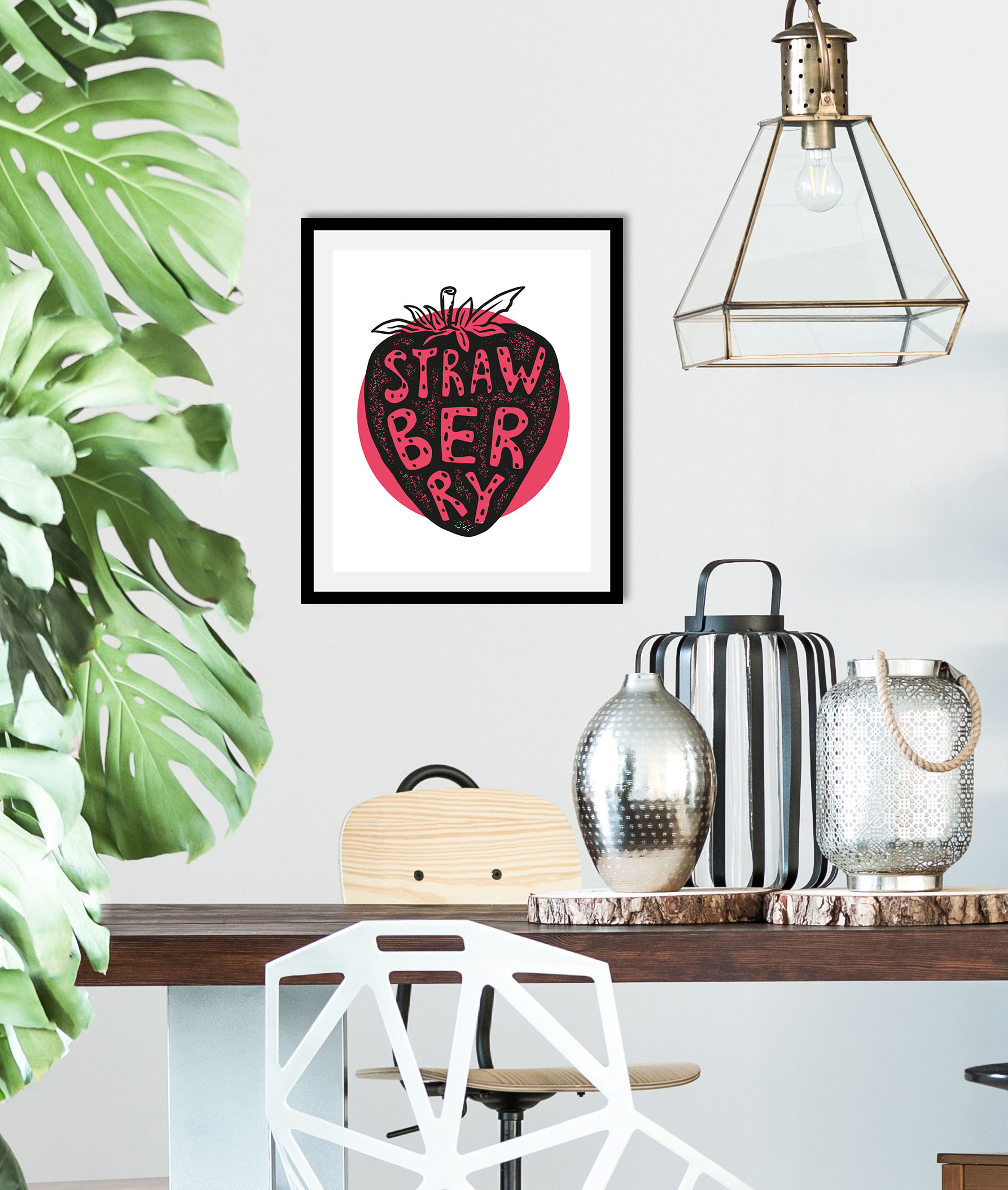 queence Bild »Erdbeeren«, Obst-Obst Bilder-Essen-Lebensmittel-Art-Kunst, (1 St.), HD Premium Poster-Druck inkl. Holzrahmen von queence