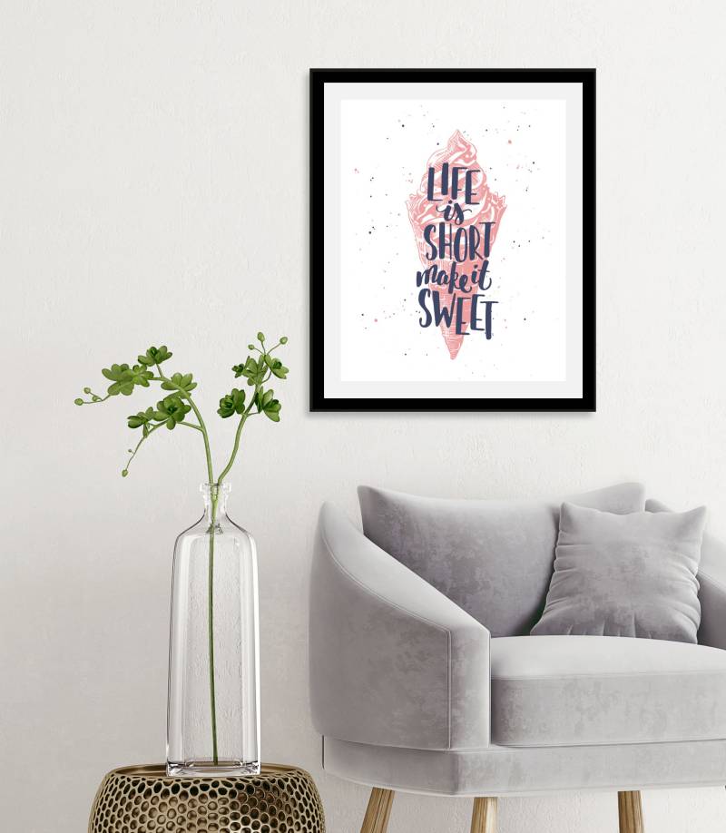 queence Bild »Sweet«, Schriftzüge-Schriftzug-Sprüche & Texte-Humor-Motivationsbilder, (1 St.), HD Premium Poster-Druck inkl. Holzrahmen von queence