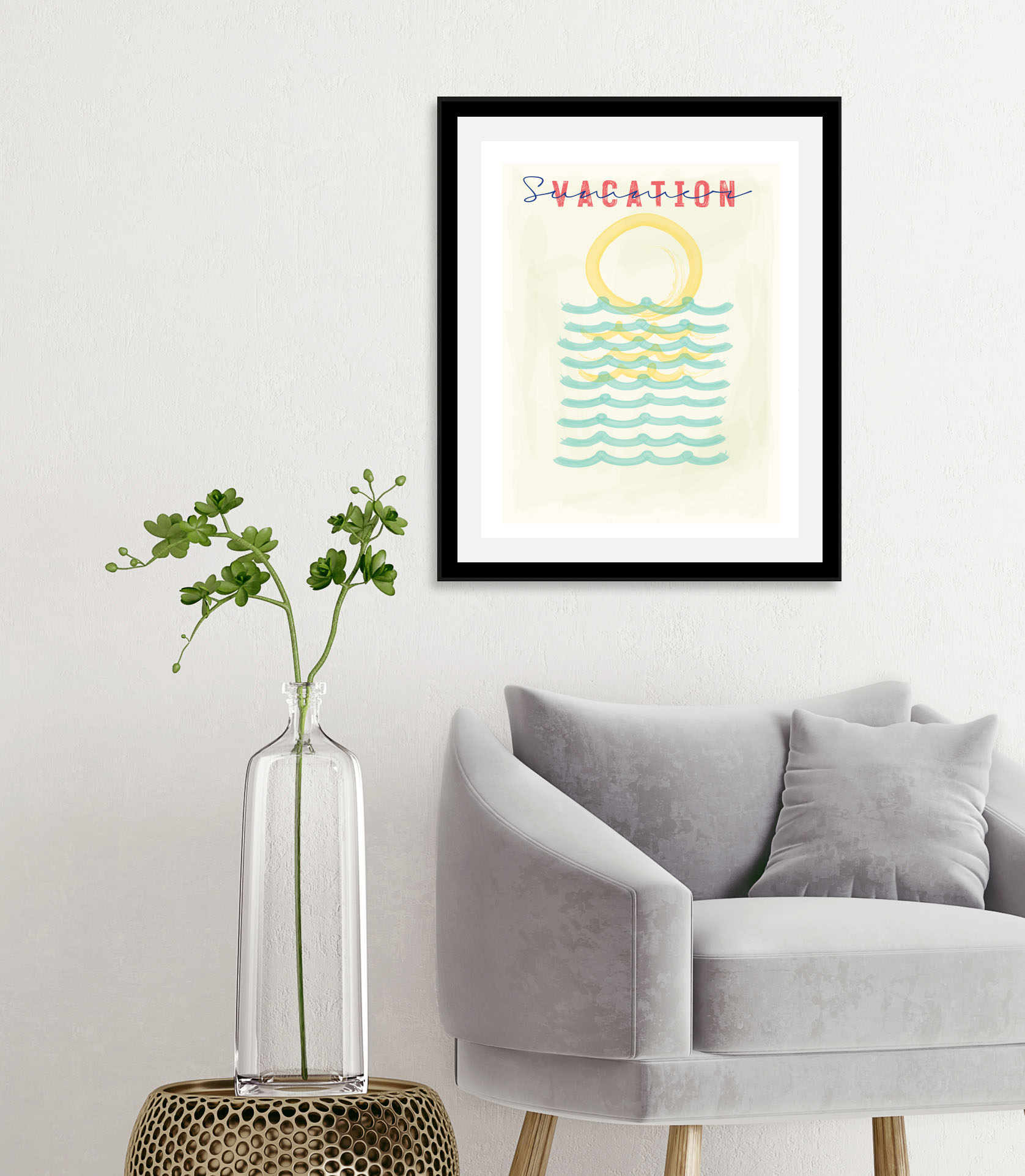 queence Bild »Sommer«, Schriftzüge-Schriftzug-Sprüche & Texte-Motivationsbilder-Meer-Meer Bilder, (1 St.), HD Premium Poster-Druck inkl. Holzrahmen von queence