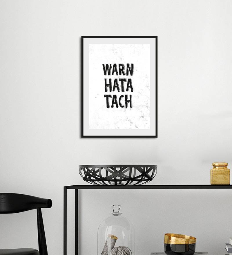 queence Bild »WARN HATA TACH«, Schriftzug-Humor-Sprüche & Texte-Schwarz-Weiss-Pferde-Pferdebilder, (1 St.), HD Premium Poster-Druck inkl. Holzrahmen von queence