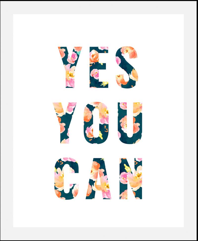 queence Bild »Yes you can«, Schriftzüge, (1 St.), gerahmt von queence