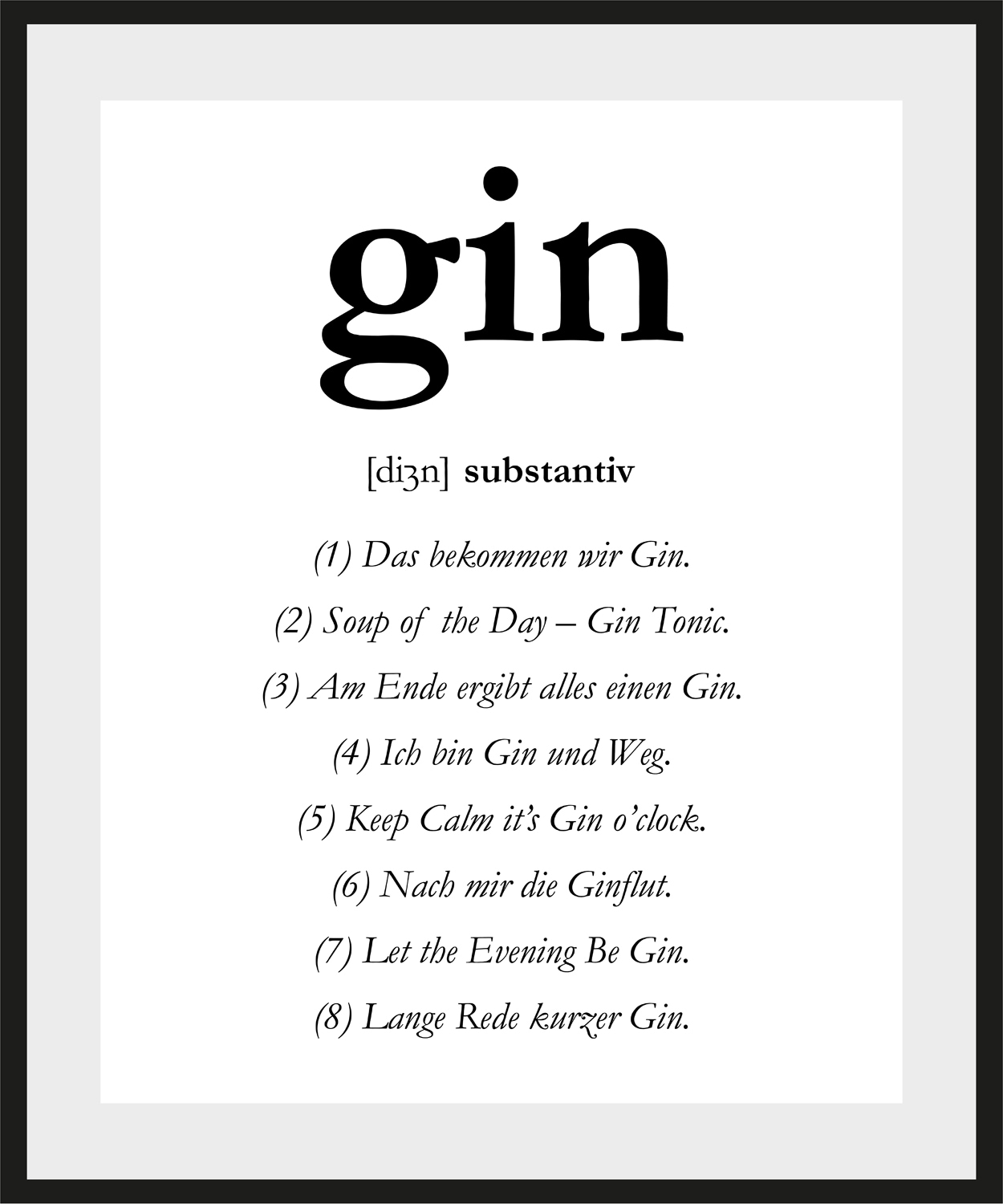 queence Bild »gin«, Sprüche & Texte, Spruch, gerahmt von queence