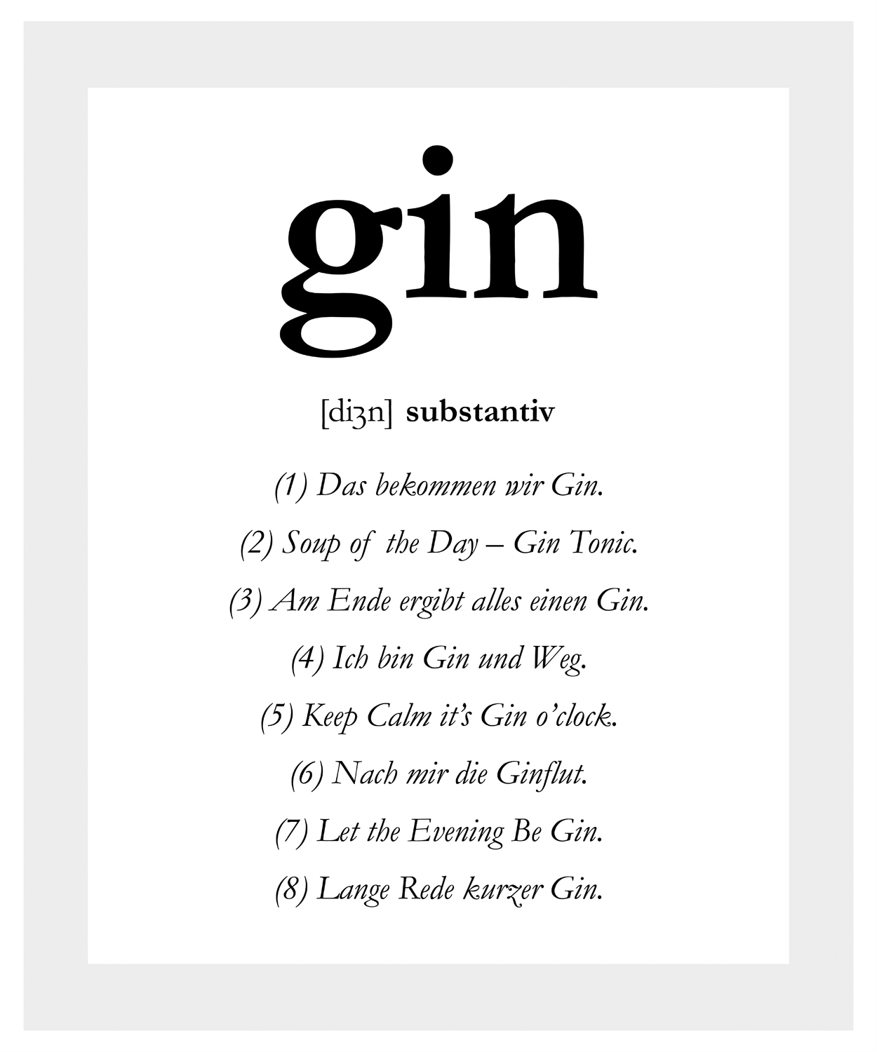 queence Bild »gin«, Sprüche & Texte, Spruch, gerahmt von queence