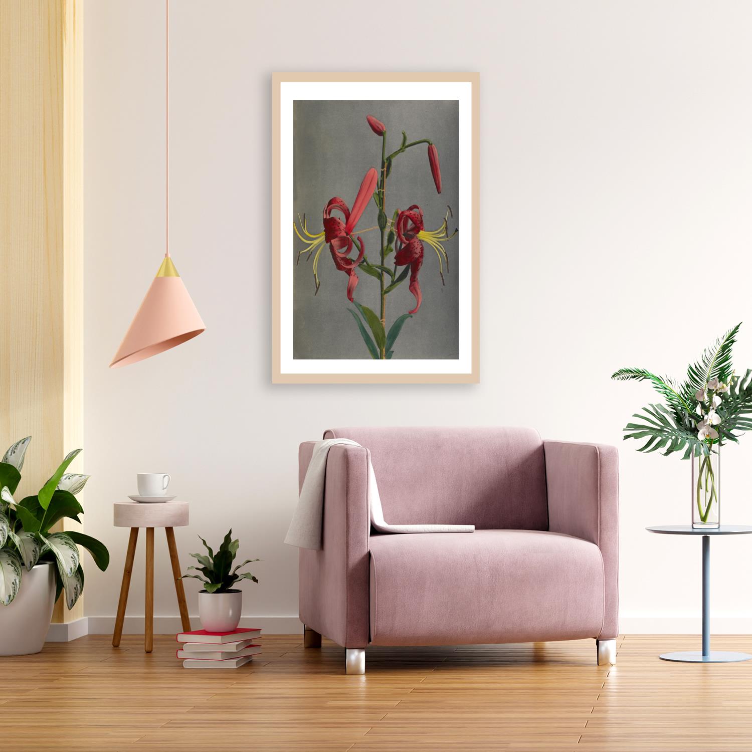 queence Bild mit Rahmen »Almut«, Blumen-Pflanzen-Kunst-Blumenbilder, Premium Poster mit Naturholzrahmen, Handarbeit aus Deutschland von queence