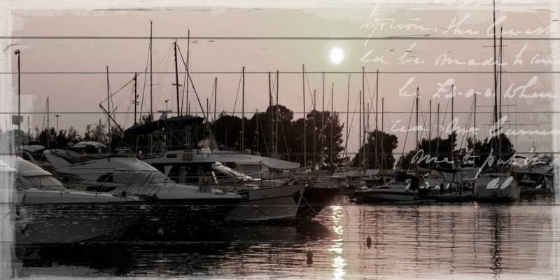 queence Holzbild »Boote im Hafen«, 80x40 cm von queence