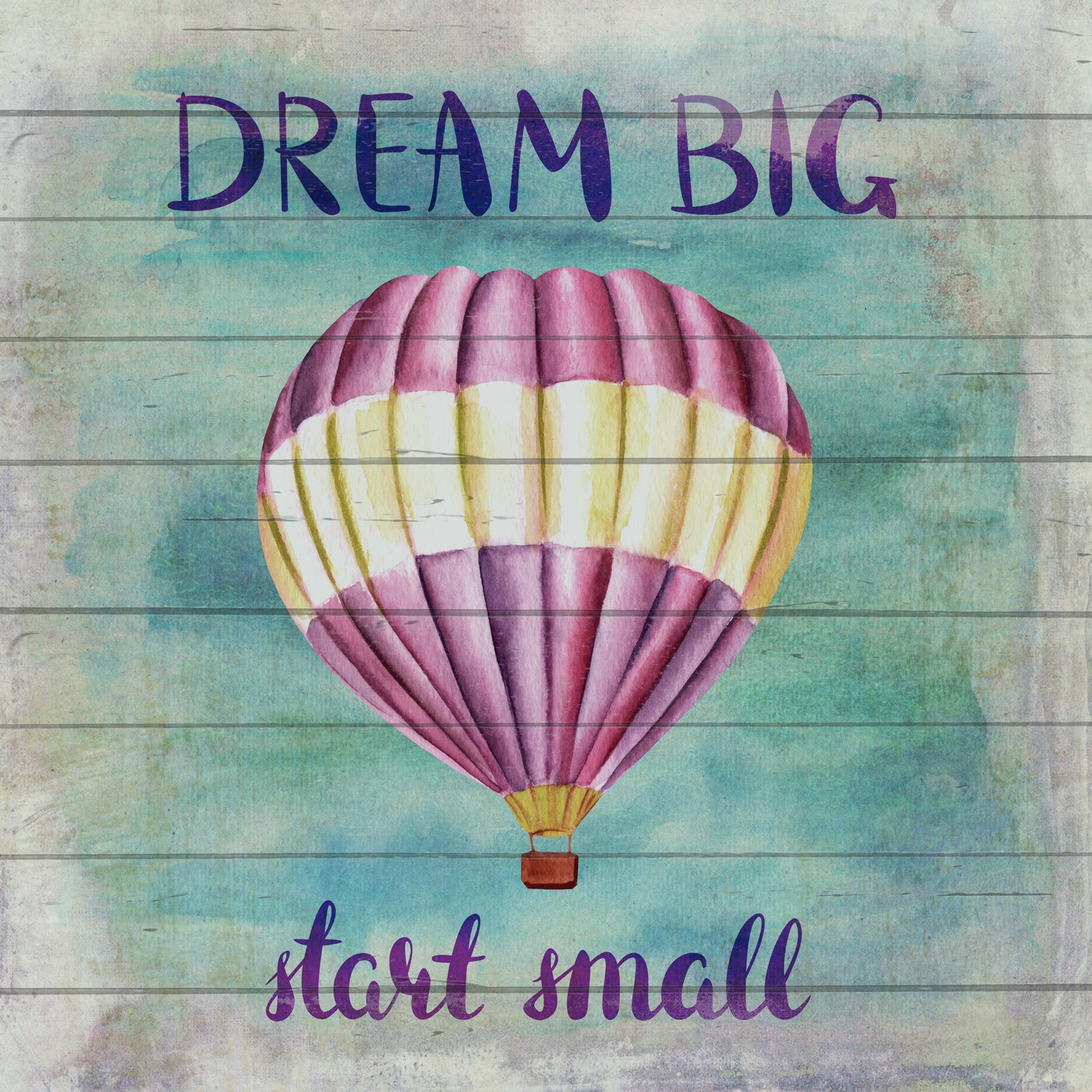 queence Holzbild »DREAM BIG start small«, Ballonfahren, (1 St.), 50x50 cm von queence