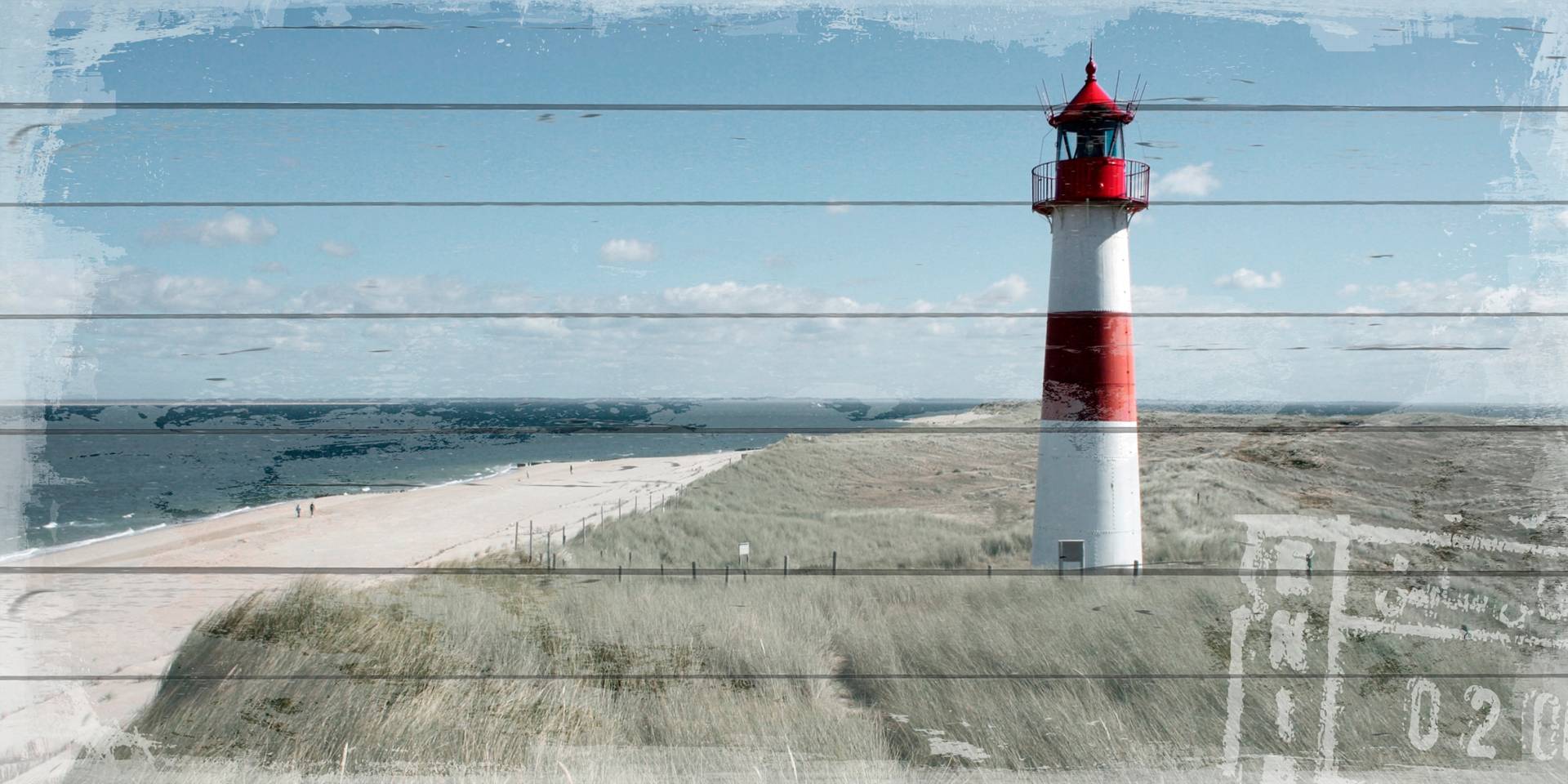 queence Holzbild »Leuchtturm in Dünen«, 40x80 cm von queence