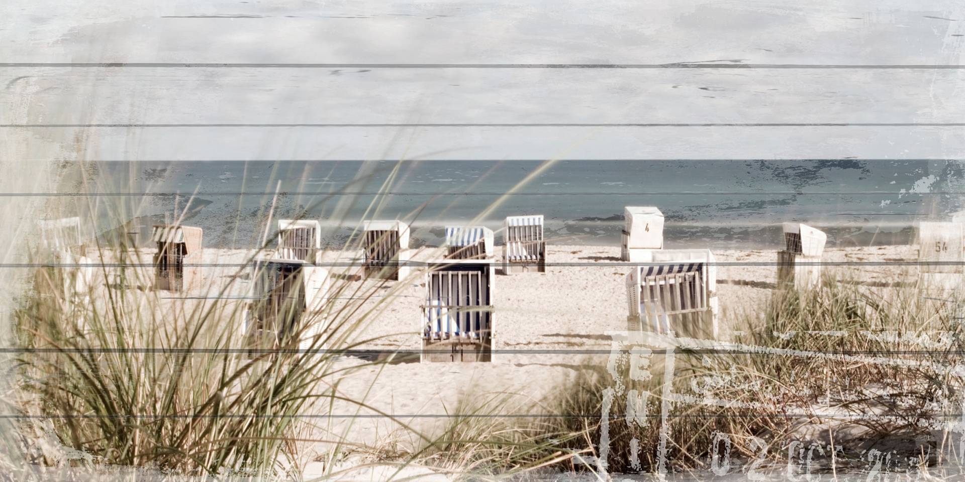 queence Holzbild »Strandkörbe-Strand«, 40x80 cm von queence