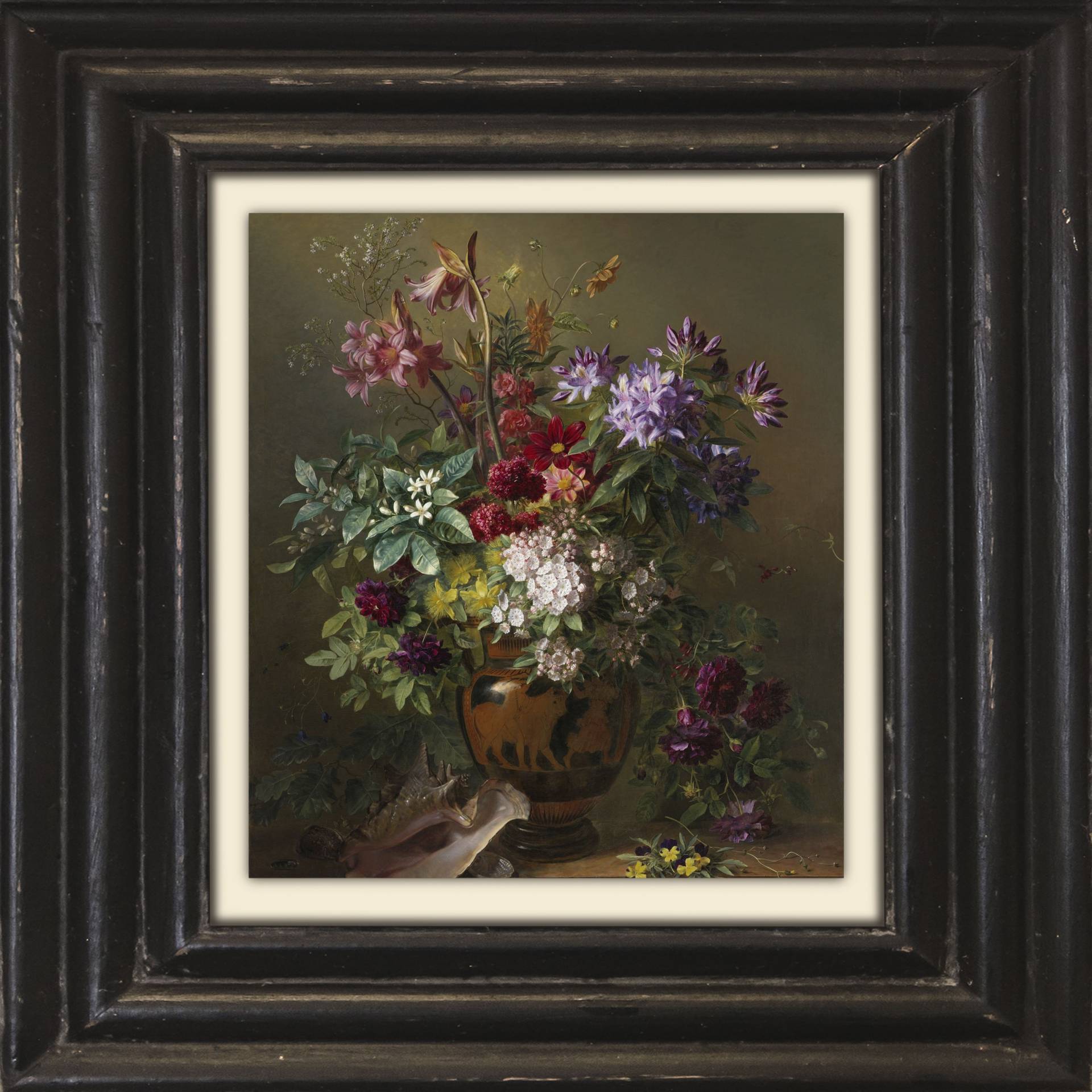 queence Leinwandbild »Blumen«, Kunst-Blumen-Blumenbilder-Vasen & Töpfe-Stillleben, Premium-Leinwandstoff, Handarbeit aus Deutschland, 40x40cm von queence