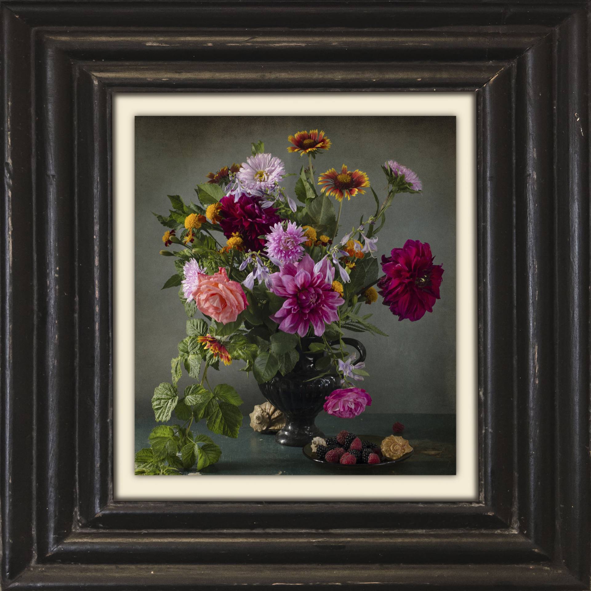 queence Leinwandbild »Blumen«, Kunst-Blumen-Blumenbilder-Vasen & Töpfe-Stillleben, Premium-Leinwandstoff, Handarbeit aus Deutschland, 40x40cm von queence