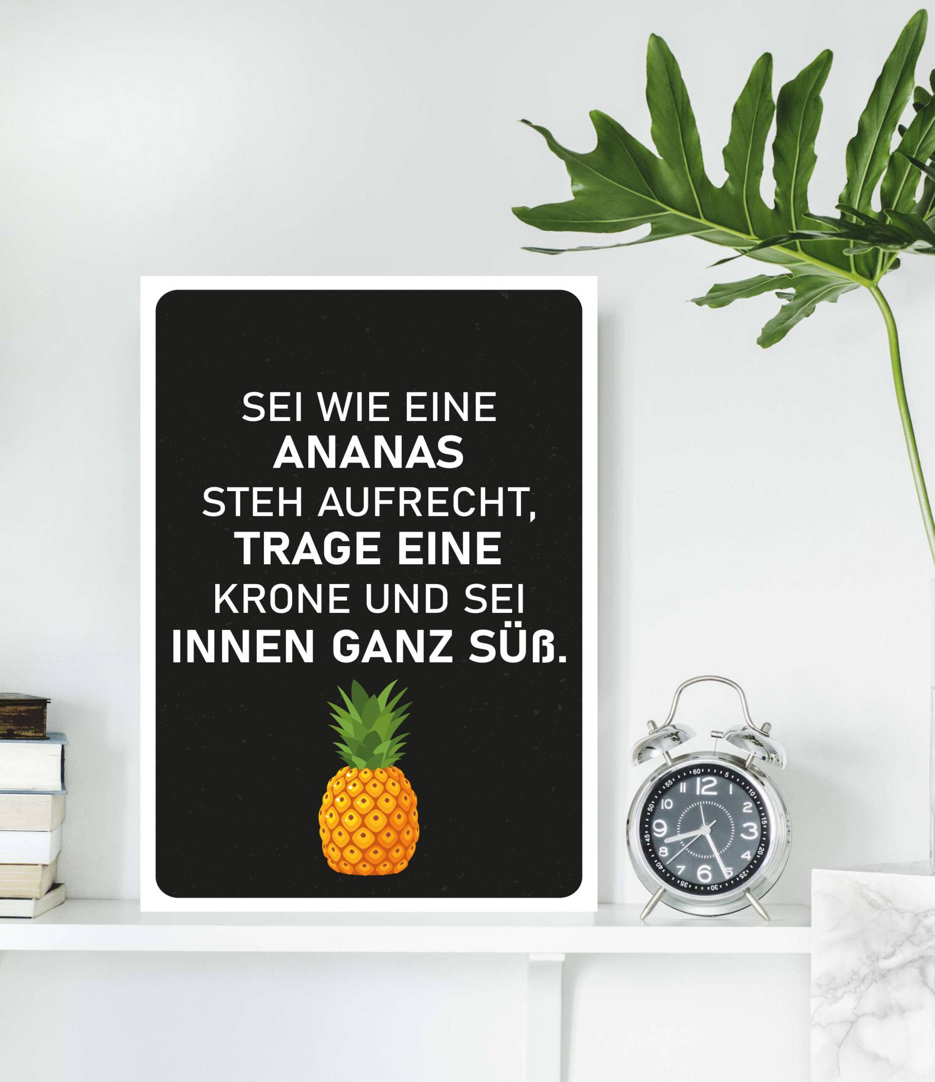 queence Metallbild »Ananas«, Schriftzüge, (1 St.), Stahlschilder von queence