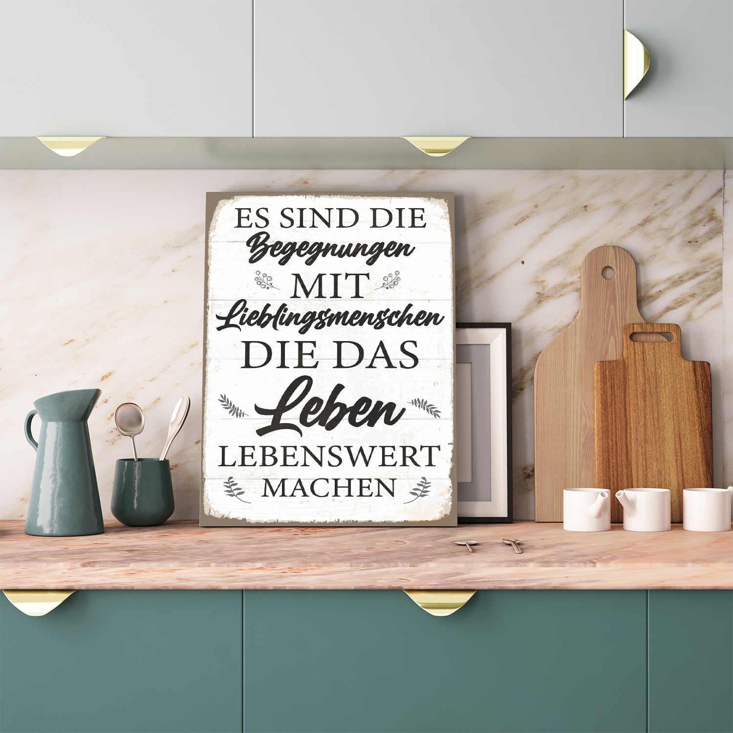 queence Metallbild »Begegnungen Spruch Stahlschild Blechschild«, Schriftzüge-Schriftzug-Sprüche-Sprüche & Texte-Vintage, (1 St.), Stahlschild, Blechschild, Sprüche, Texte, Weisheiten von queence