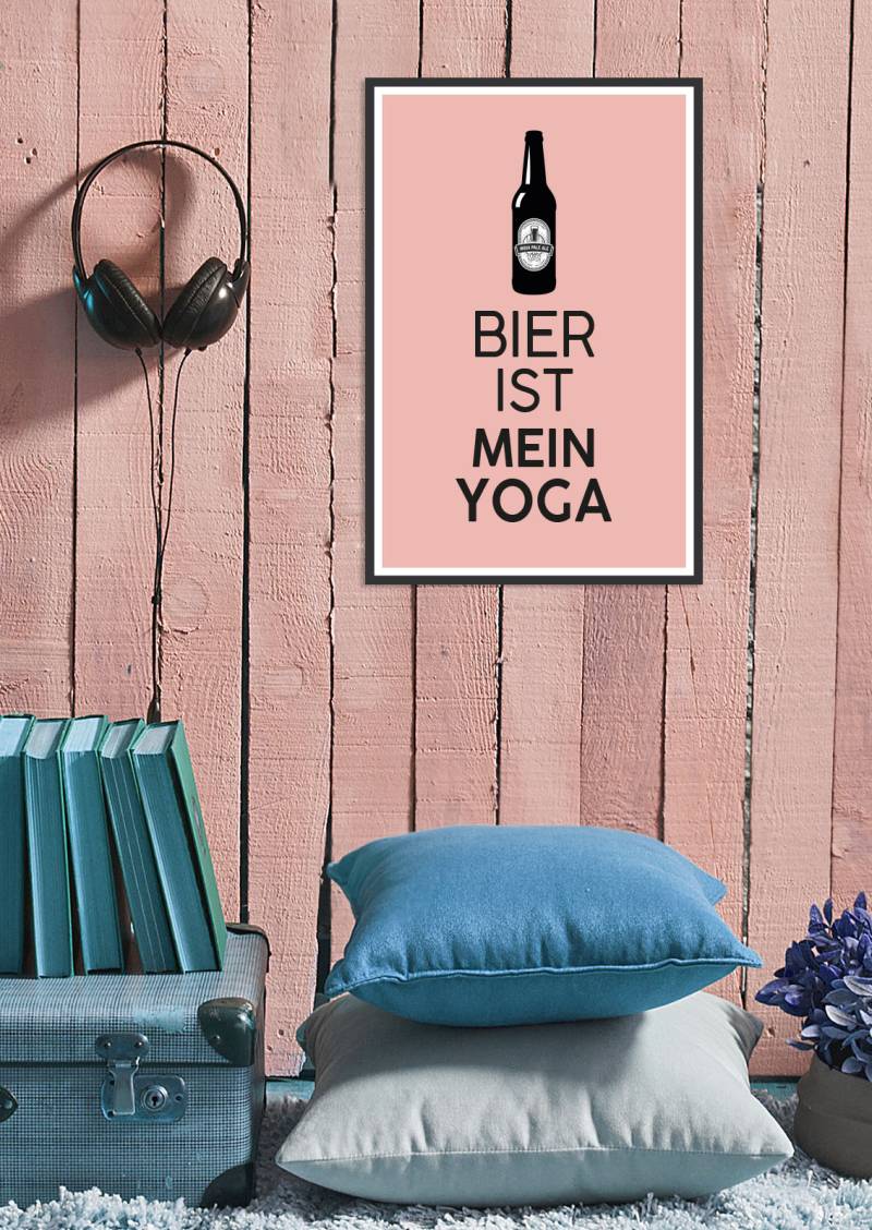 queence Metallbild »Bier Yoga«, Schriftzüge, (1 St.), Stahlschilder von queence