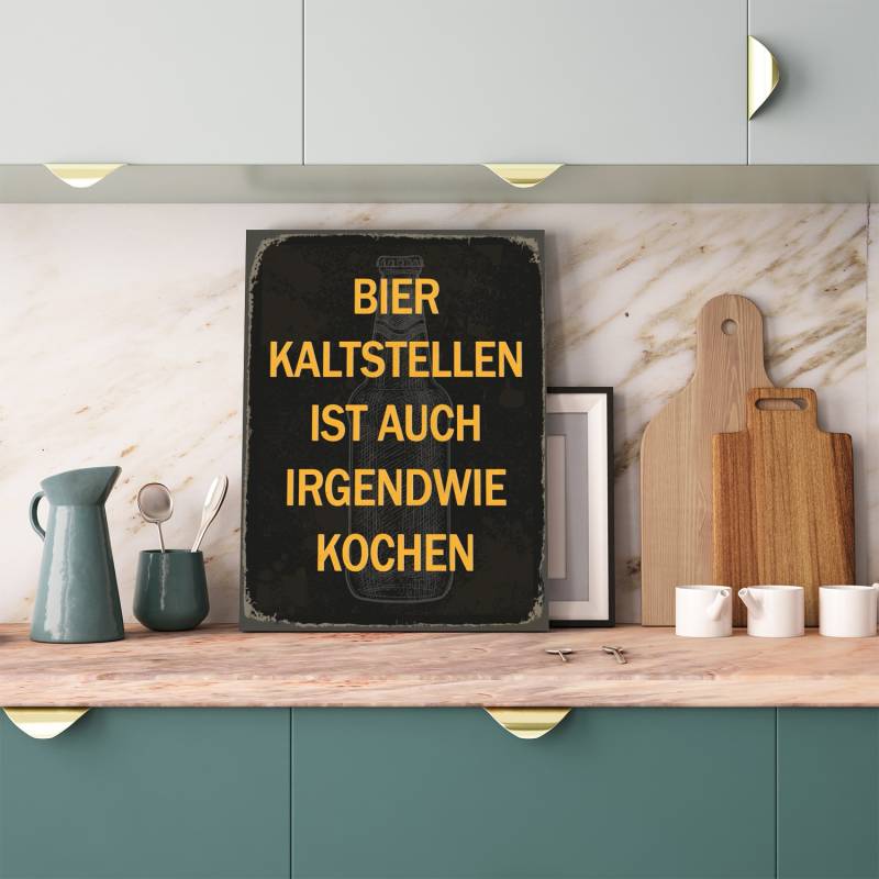 queence Metallbild »Bier kaltstellen Spruch Stahlschild Blechschild«, (1 St.), 20x30x0,2cm - mit 4 Lochbohrung von queence