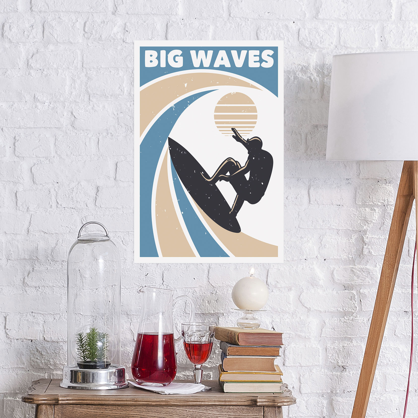 queence Metallbild »Big Waves«, Strand-Strandbilder-Meer, (1 St.), Stahlschild,Blechschild, Meer, Surfer von queence