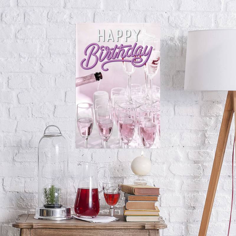 queence Metallbild »Birthday Champagne«, Schriftzüge, (1 St.), Stahlschilder von queence