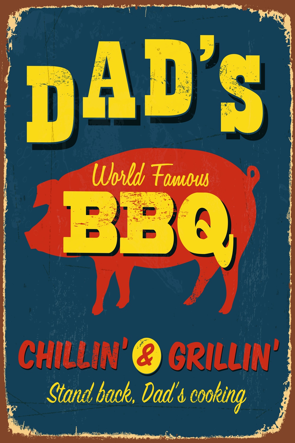 queence Metallbild »DAD'S BBQ«, Schwein, Blechschild, Stahlschild, Grill, Vatertag von queence