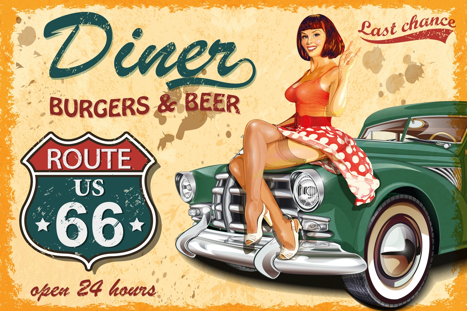 queence Metallbild »DINER«, Schriftzüge-Schriftzug-Sprüche-Sprüche & Texte-Vintage-Getränke-Essen, Stahlschild, Blechschild, Sprüche, Texte, Diner, Retro queence Metallbild »DINER«, Schriftzüge-Schriftzug-Sprüche-Sprüche & Texte-Vintage-Getränke-Essen, Stahlschild, Blechschild, Sprüche, Texte, Diner, Retro von queence