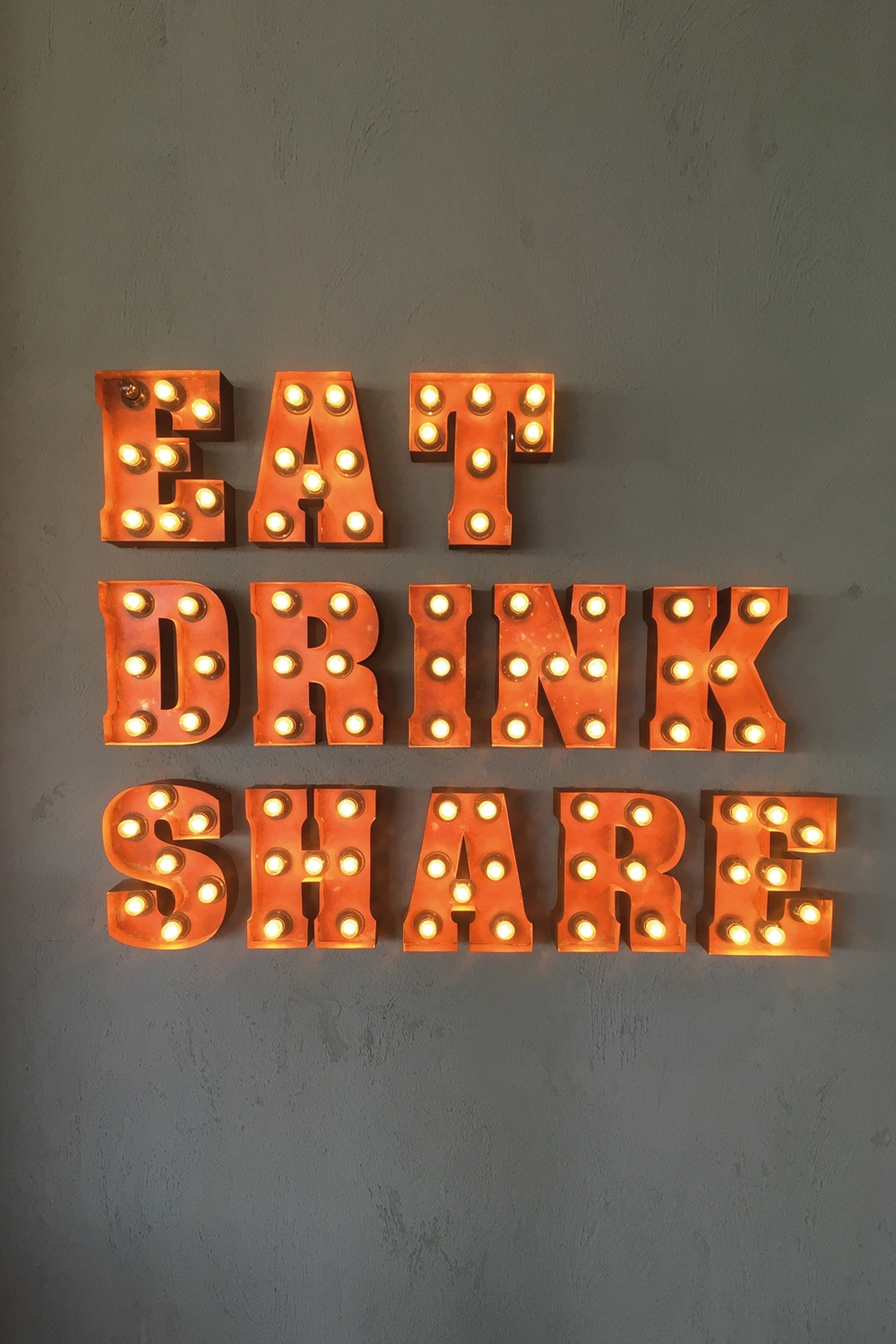 queence Metallbild »EAT DRINK SHARE«, Schriftzüge-Schriftzug-Sprüche-Sprüche & Texte, Stahlschild, Blechschild, Sprüche, Texte, witzig von queence