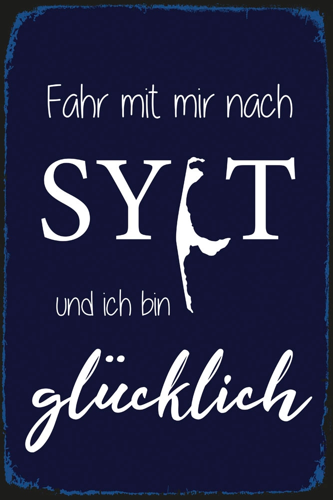 queence Metallbild »Fahr mit mir nach Sylt«, Sprüche, (1 St.), Sylt, Wanddeko, Stahlschild, Blechschild von queence