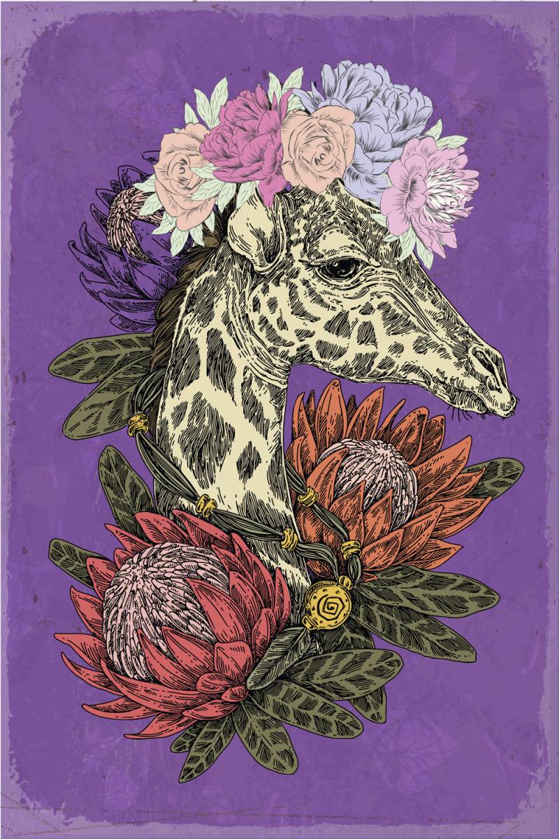 queence Metallbild »Flower Power«, Giraffe, (1 St.) von queence