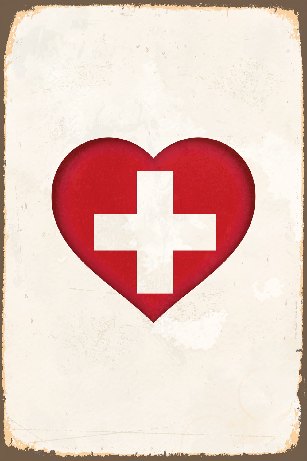 queence Metallbild »Heart for Switzerland«, Herzen-Schweiz-Vintage, Stahlschild, Blechschild, Schweiz von queence