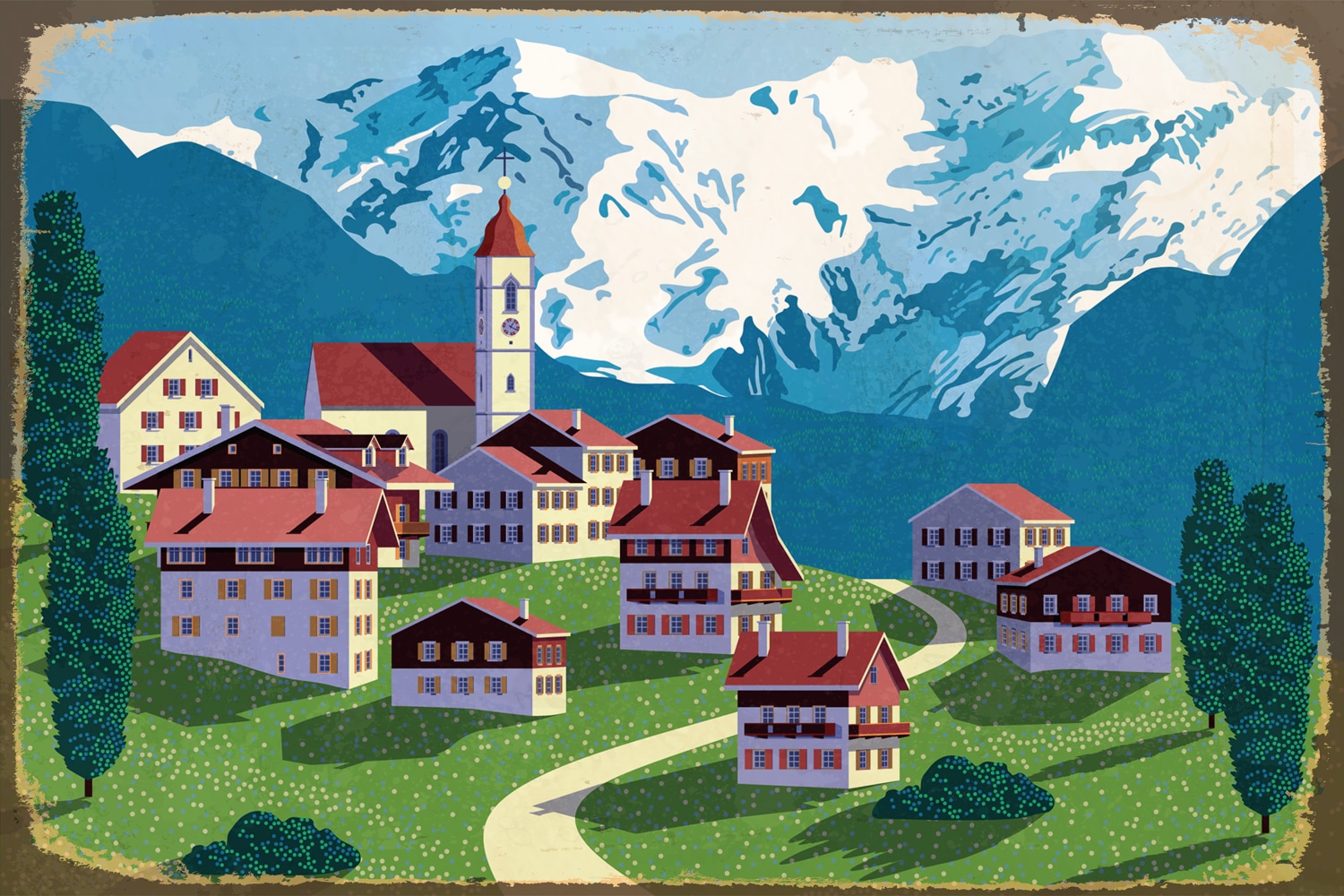 queence Metallbild »Heidi«, Schweiz-Berge & Alpenbilder, Stahlschild, Blechschild, Berge, Schnee, Urlaub von queence