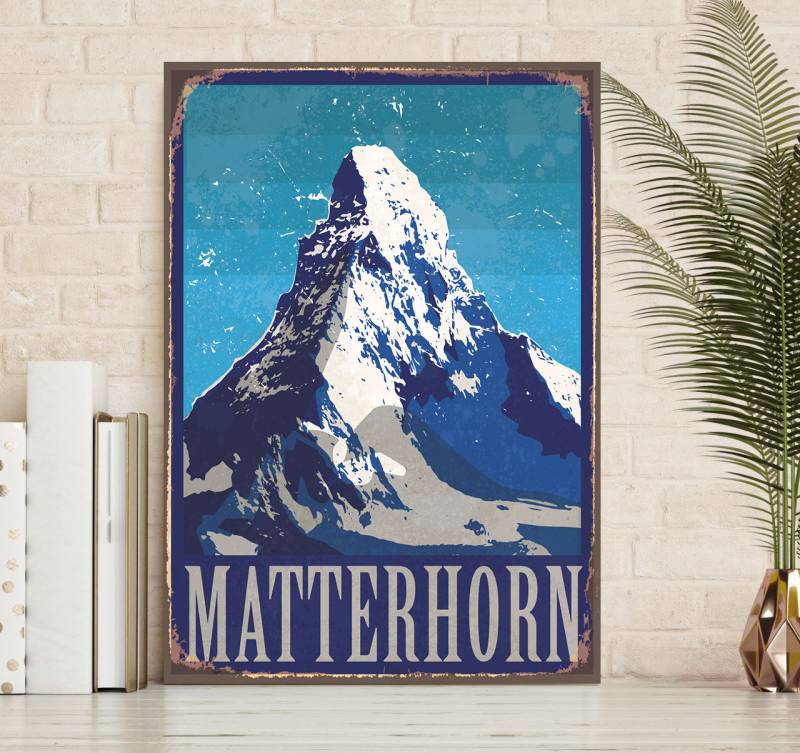 queence Metallbild »Matterhorn«, Berge & Alpenbilder, (1 St.), Stahlschild, Blechschild, Berge, Fernweh, Matterhorn von queence