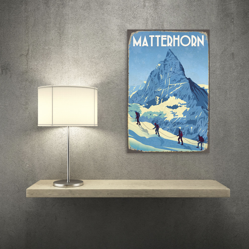 queence Metallbild »Matterhorn II«, Berge & Alpenbilder, (1 St.), Stahlschild, Blechschild, Berge, Fernweh, Matterhorn von queence