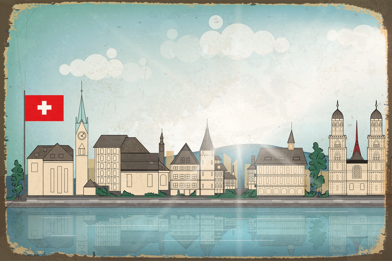 queence Metallbild »SCHWEIZ SKYLINE«, Schweiz, Stahlschilder, Schweiz queence Metallbild »SCHWEIZ SKYLINE«, Schweiz, Stahlschilder, Schweiz von queence
