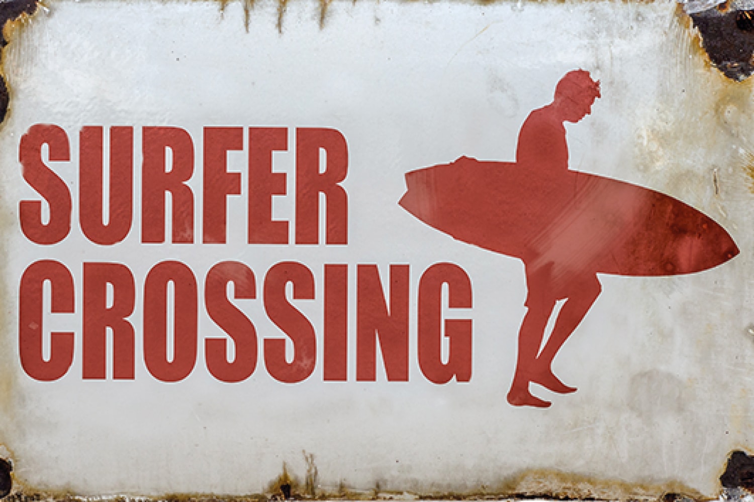 queence Metallbild »SURFER CROSSING«, Sprüche & Texte, Blechschilder queence Metallbild »SURFER CROSSING«, Sprüche & Texte, Blechschilder von queence
