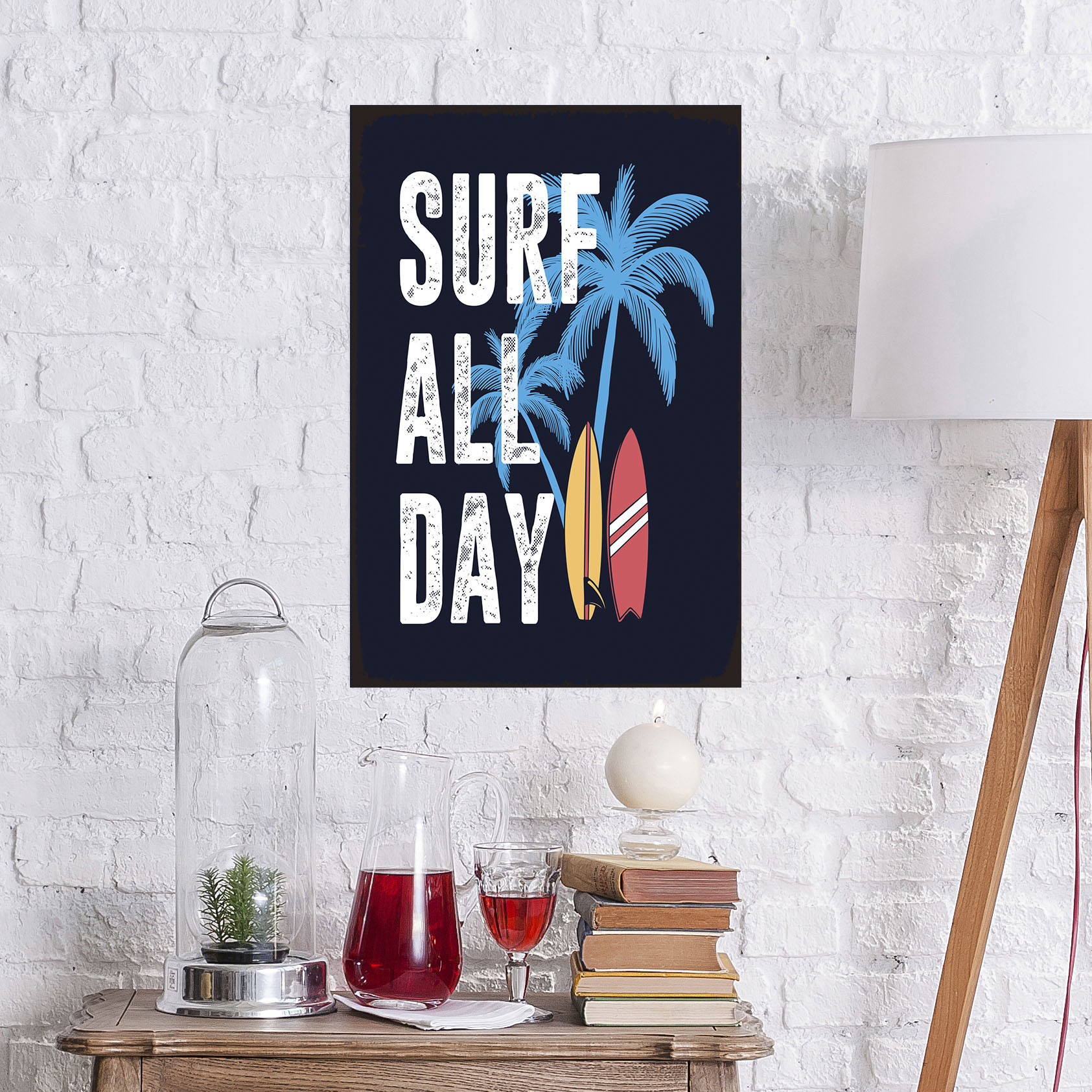 queence Metallbild »Surf All Day«, (1 St.), Stahlschilder von queence