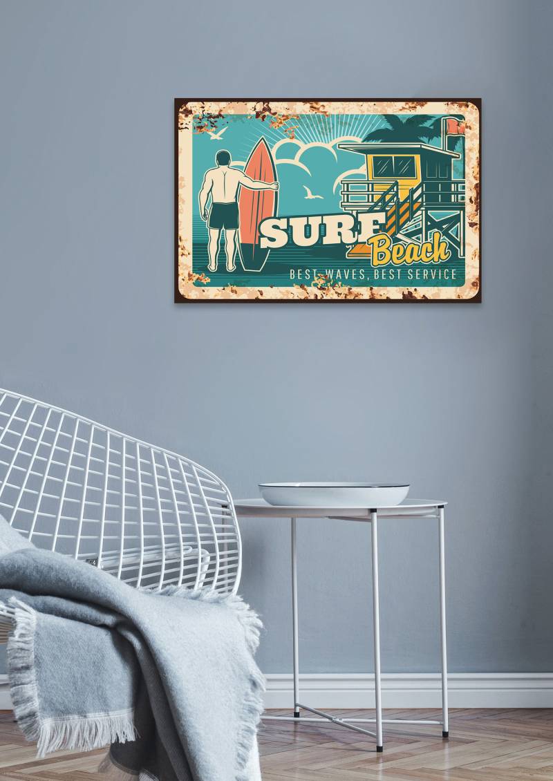 queence Metallbild »Surf Beach«, (1 St.), Stahlschilder von queence